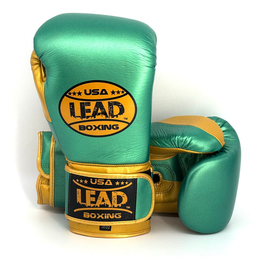 LEAD Pro-Tech Gloves Velcro (Metallic Green-Gold)