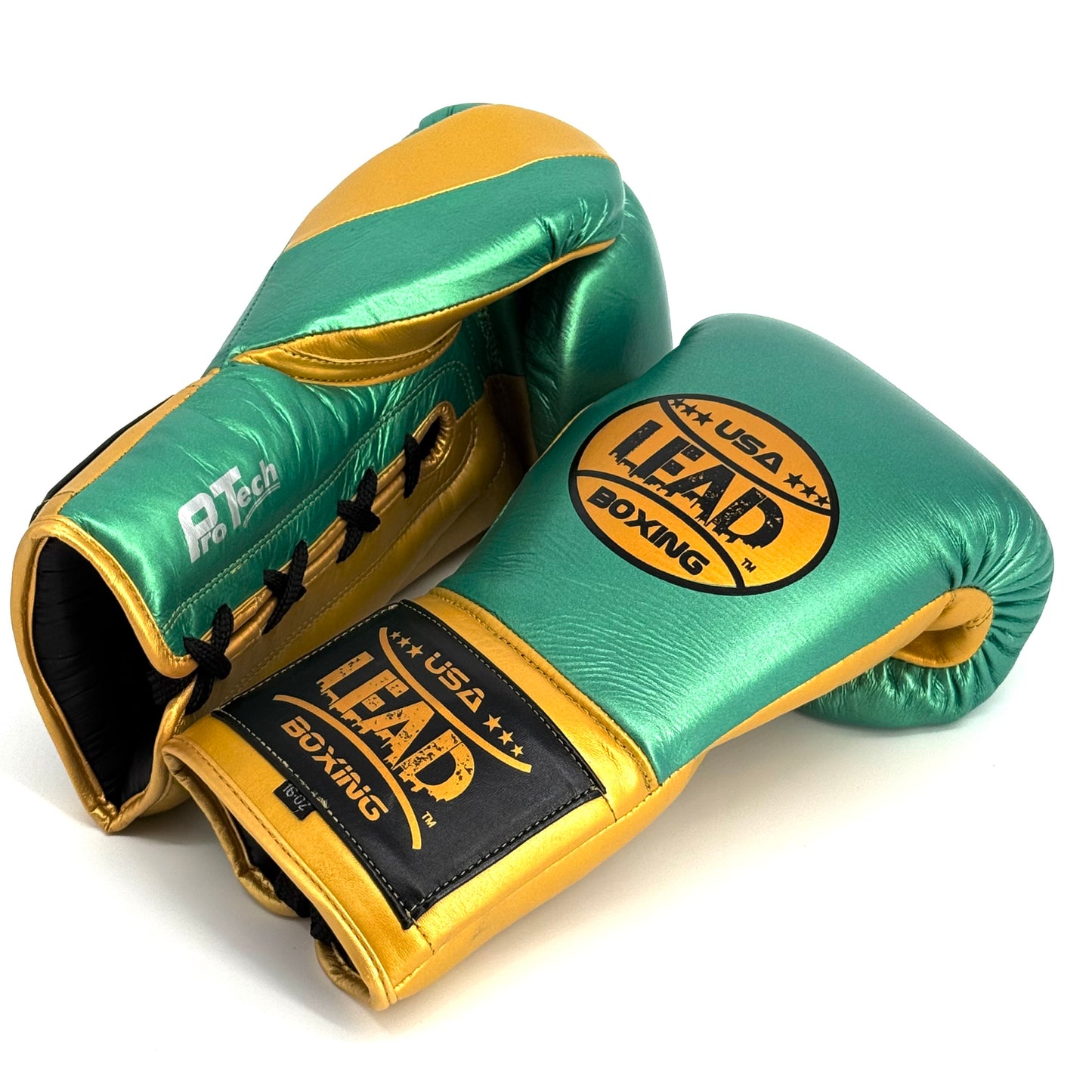 LEAD PRO-TECH Sparring  Gloves (Metallic Green /Gold)
