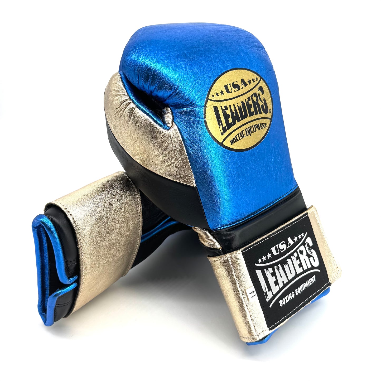 SuperLEAD MEX Boxing Gloves  (Metallic Blue- Gold-Black)