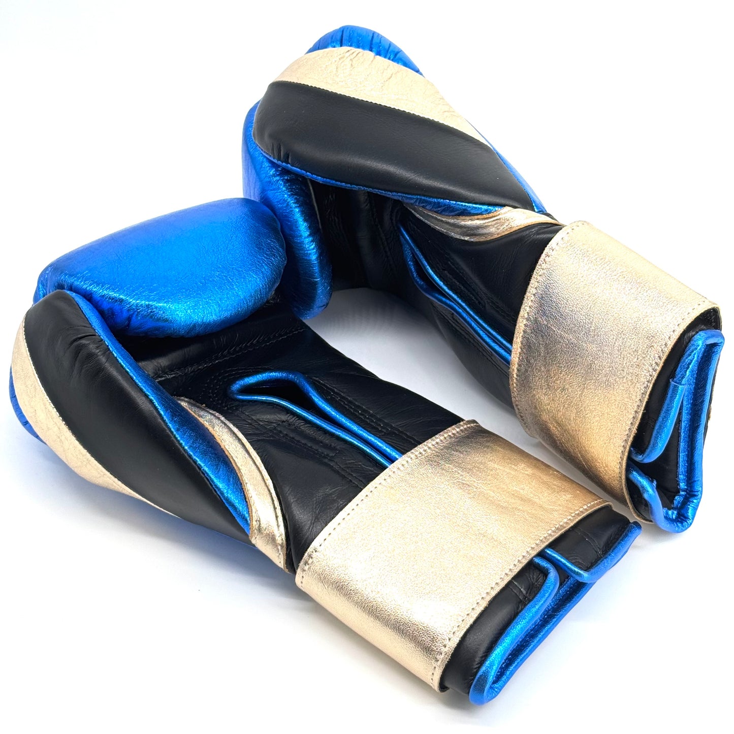 SuperLEAD MEX Boxing Gloves  (Metallic Blue- Gold-Black)