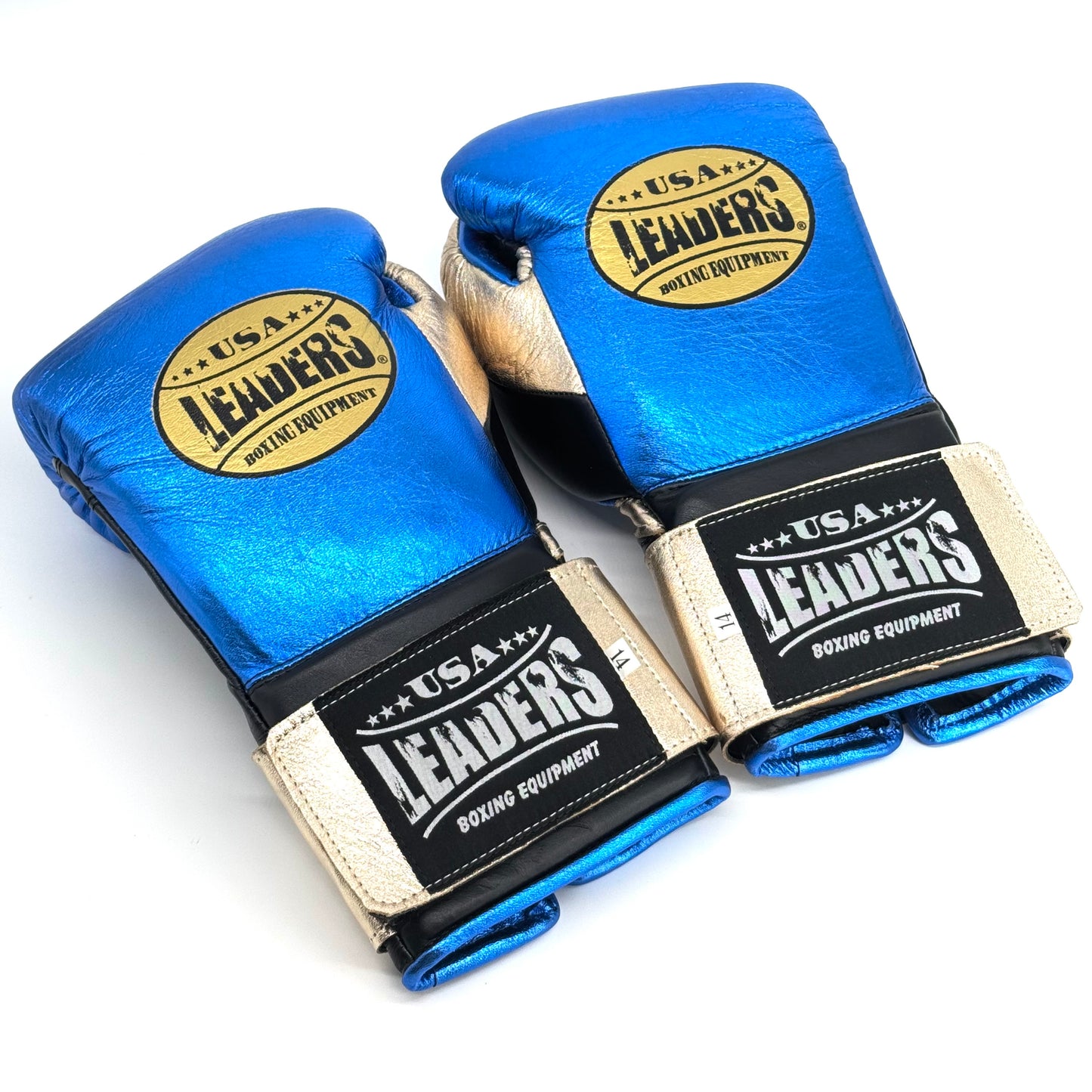 SuperLEAD MEX Boxing Gloves  (Metallic Blue- Gold-Black)