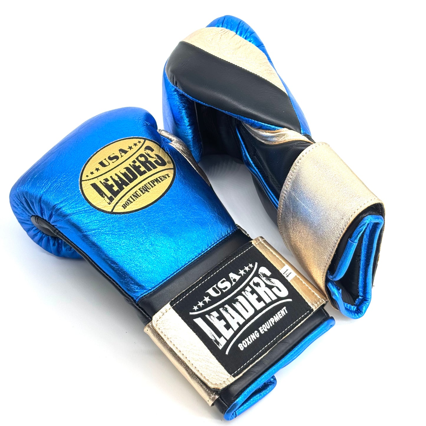 SuperLEAD MEX Boxing Gloves  (Metallic Blue- Gold-Black)