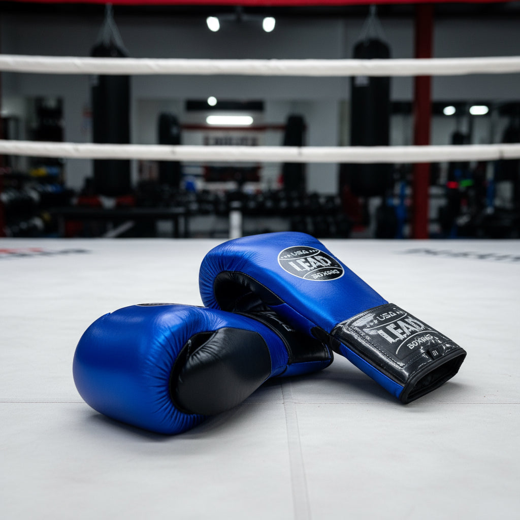 LEAD Boxing Fight Gloves (Metallic Blue-Black)