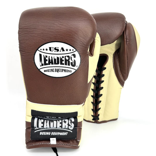 SuperLEAD MEX  Boxing Gloves LACED ( Brown- Cream)