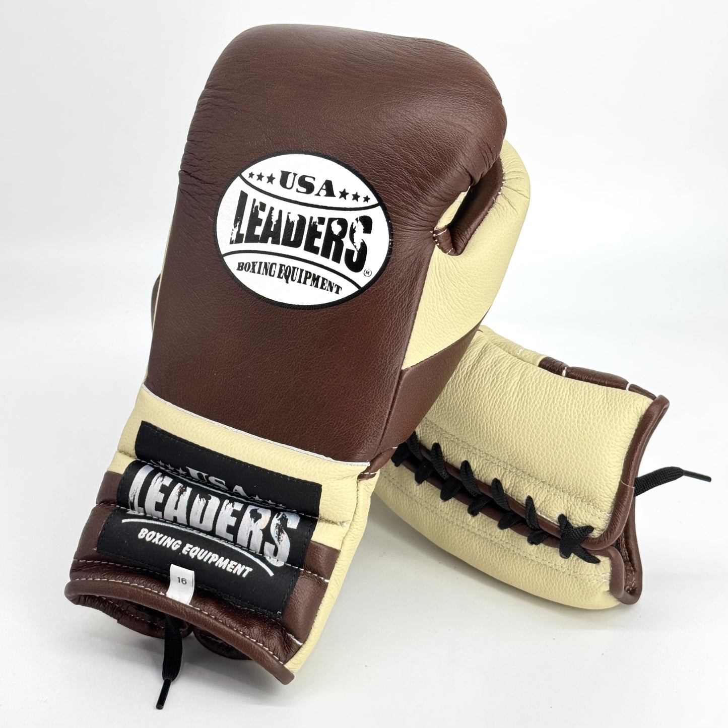 SuperLEAD MEX  Boxing Gloves LACED ( Brown- Cream)