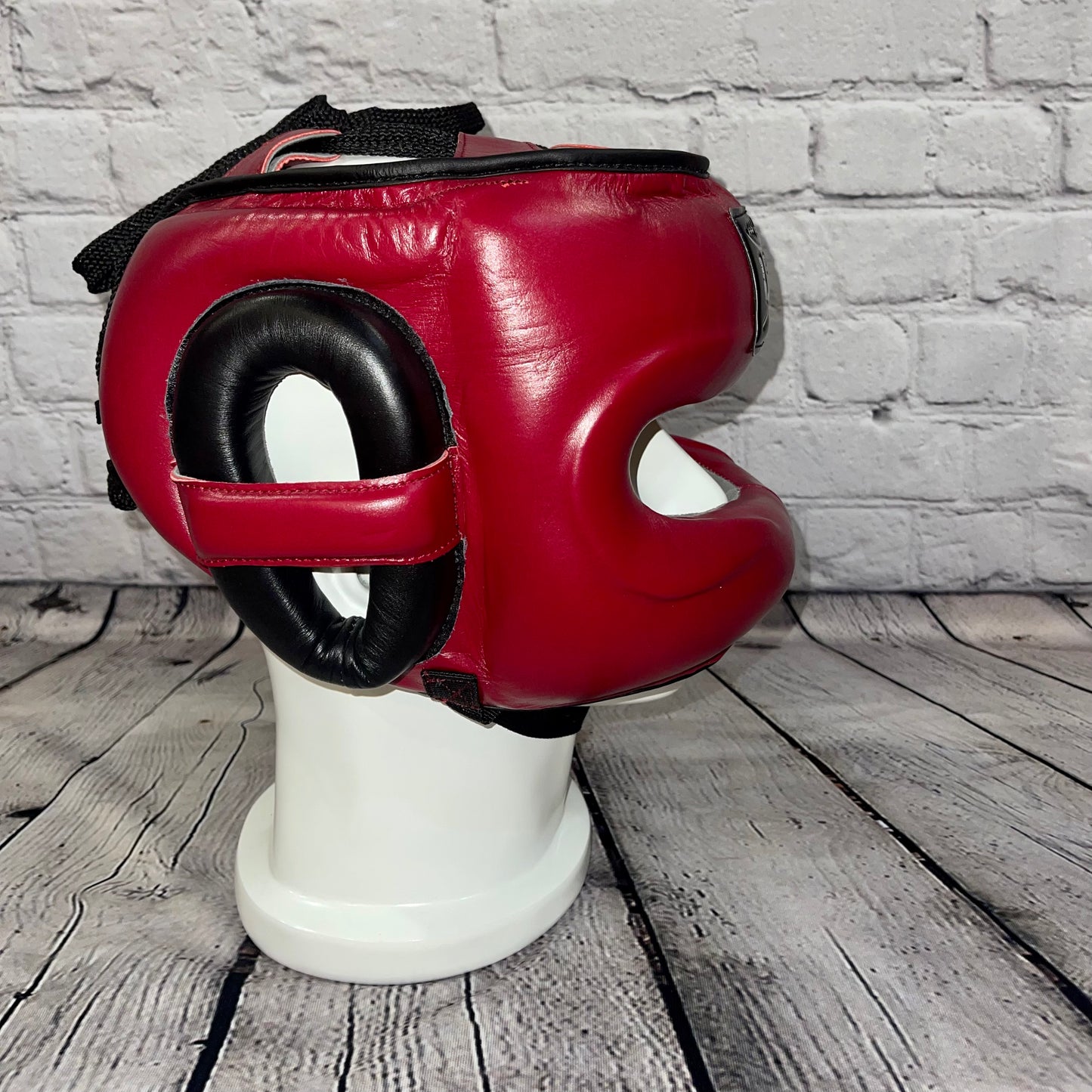 LEAD FaceSaver Headgear (Maroon w/ Black-Silver Logo)