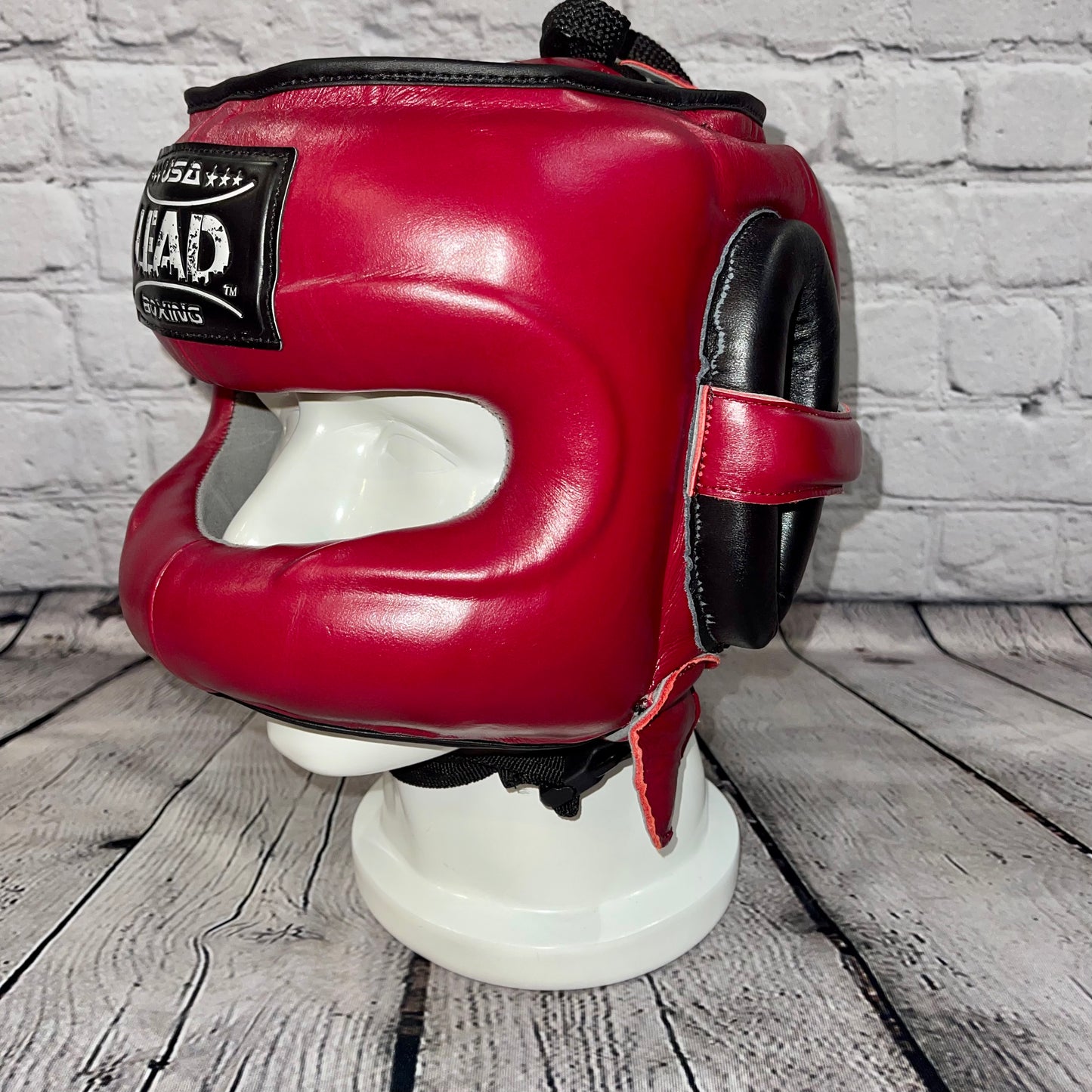 LEAD FaceSaver Headgear (Maroon w/ Black-Silver Logo)