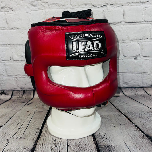 LEAD FaceSaver Headgear (Maroon w/ Black-Silver Logo)