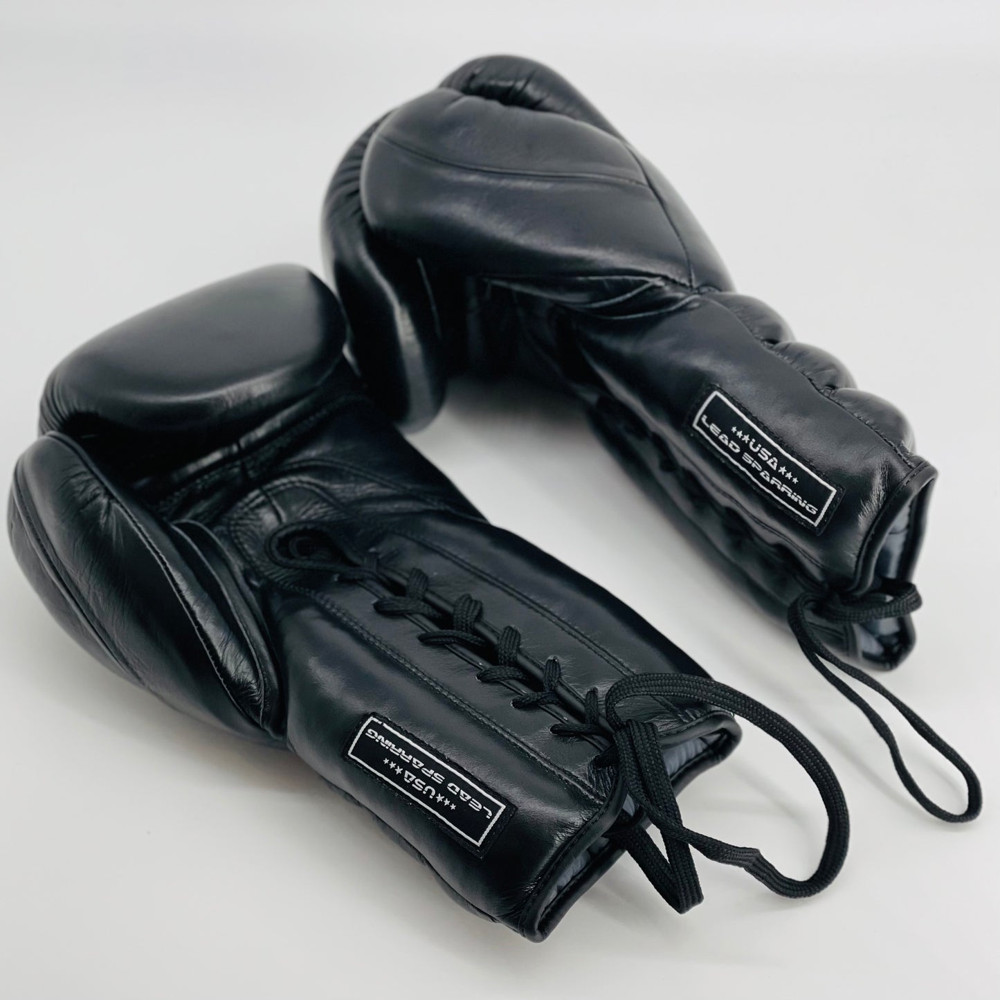 LEAD Sparring Gloves Laced  (Black-Gold logo )
